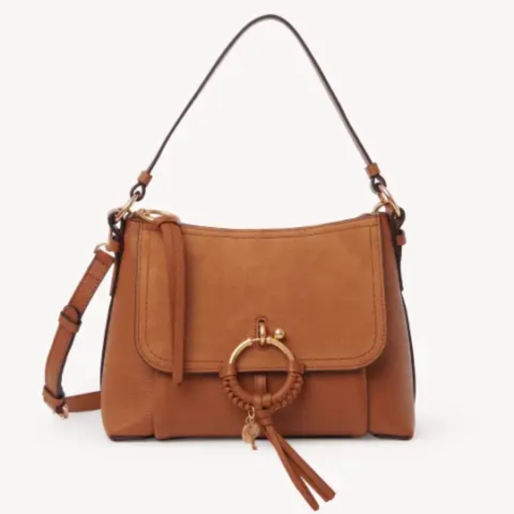 See By Chloe Tan Leather Joan Small Crossbody with Braided Ring